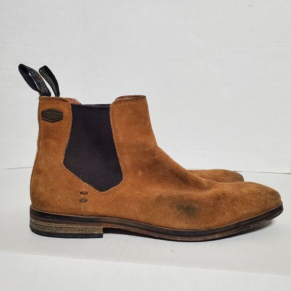 Superdry Tan Suede Chelsea Boots Size 10 Pull On Stretch Mens - Picture 8 of 16